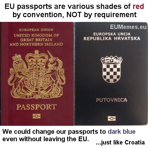 Despite what the Nationalists are claiming, there is NO EU law requiring passports to be red.